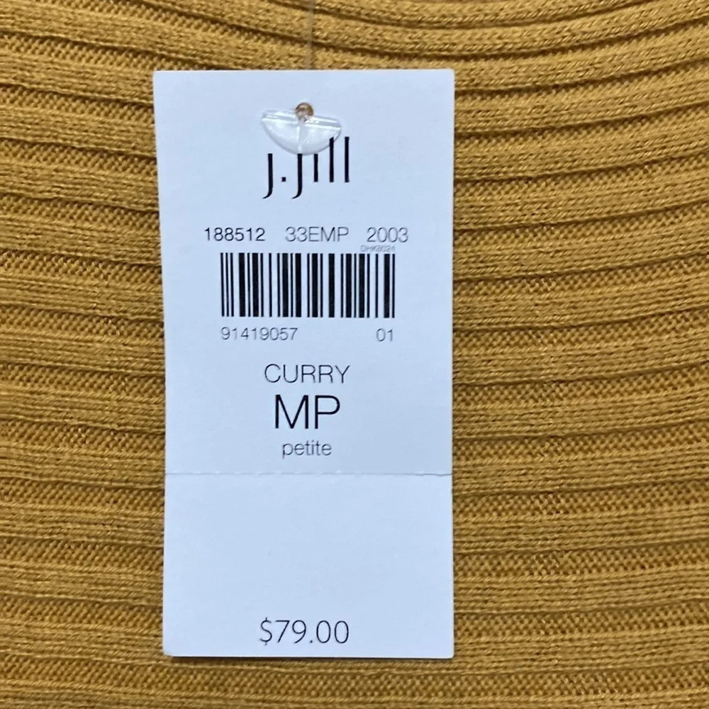 Pure Jill NEW Sweater Ribbed Dolman Sleeve Boat Neck Curry Size Medium Petite - Picture 3 of 7